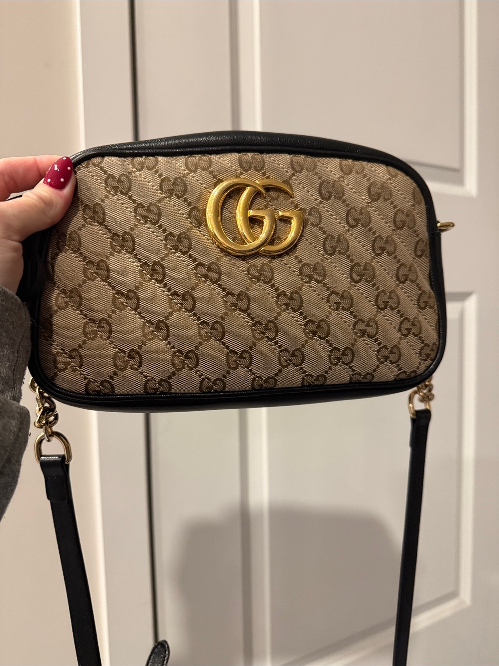 AUTHENTIC Gucci Monogram Matelasse Diagonal small GG Marmont chain shoulder bag - Picture 11 of 12